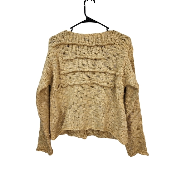 Sue P Knits Women's Button Front Wool Linen Blend Cardigan Sweater - Picture 6 of 7